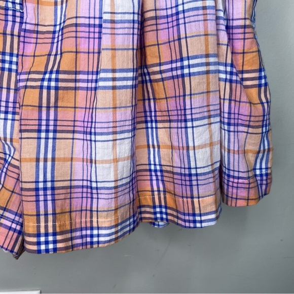 Free People Serendipity Shorts High Waist Paper Bag Plaid Guava Combo Orange LG - Picture 5 of 12